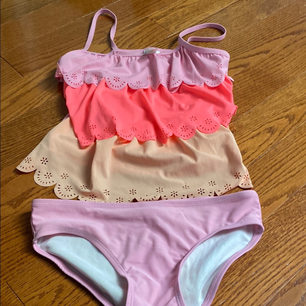 Pink Scalloped Tankini Swimsuit